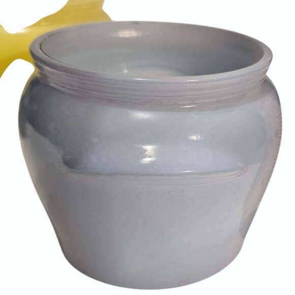 Vintage Glasbake Honey Whip Jars Pots -  Blue Yellow  Gray Lot of 3 NO LIDS - Picture 4 of 12